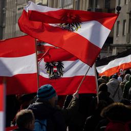 Menschen tragen österreichische Flaggen, während sie bei einer Demonstration gegen die Maßnahmen gegen die Coronavirus-Krankheit (COVID-19) in Wien (Österreich) demonstrieren. (Archivbild: 20. März 2021)
