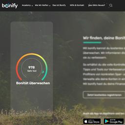 Screenshot der Webseite Bonify