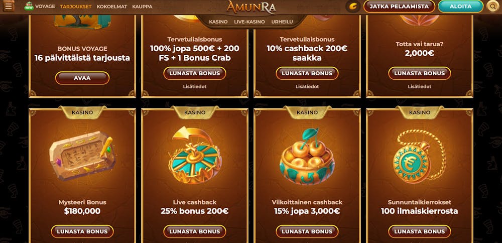 AmunRa casino bonukset