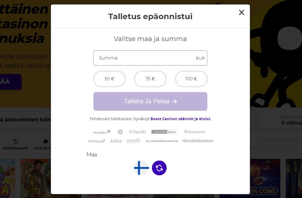 Boost Casinolle rekisteröityminen
