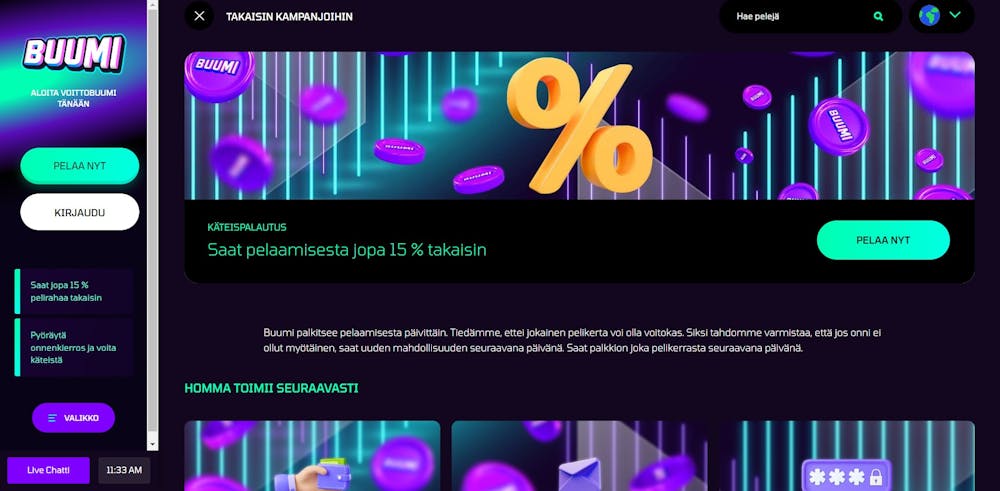 Buumi kasino cashback