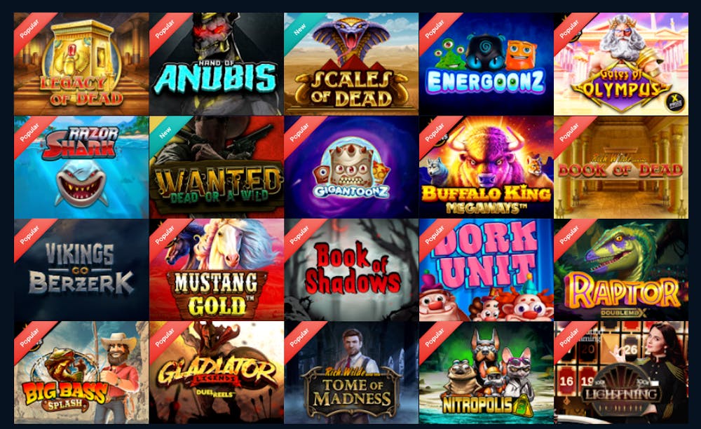 Viggoslots nettikasino pelivalikoimaa.