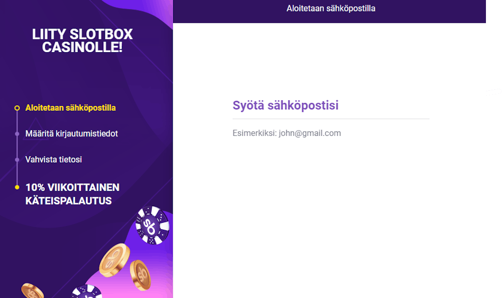 Slotbox nettikasinon rekisteröityminen.