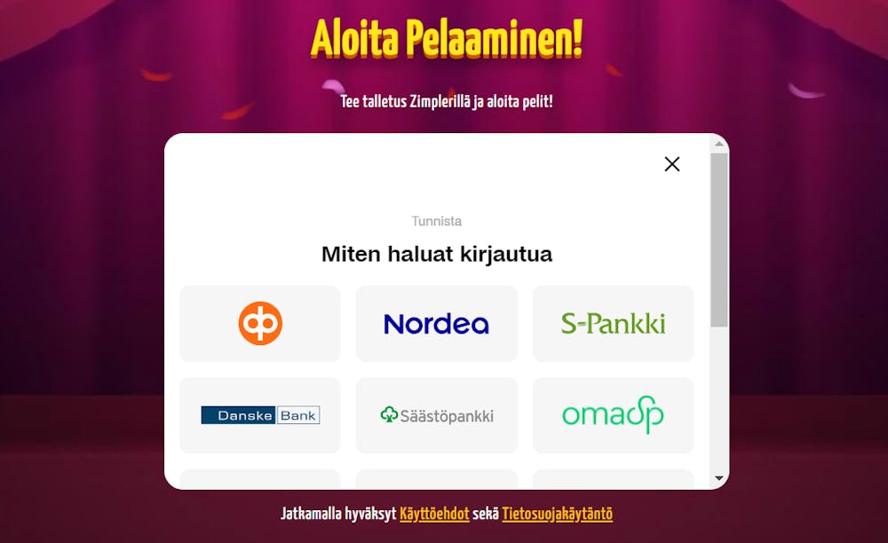 Pelitilin avaaminen Winota nettikasinolle.