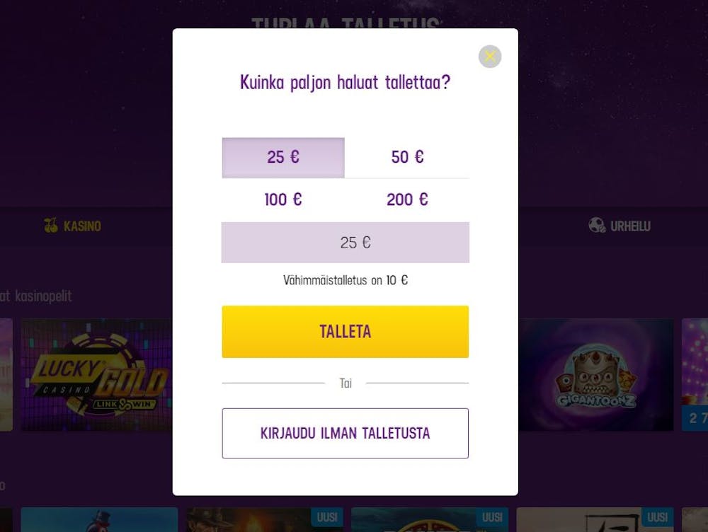 Rekisteröi uusi tili Lucky Casinolle