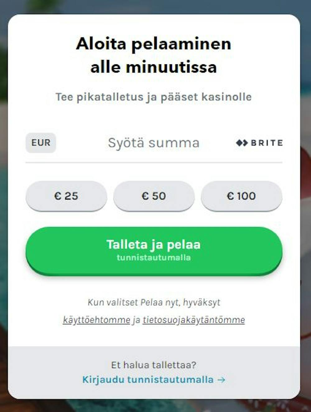 Rekisteröi uusi tili LuckyDays Casinolle