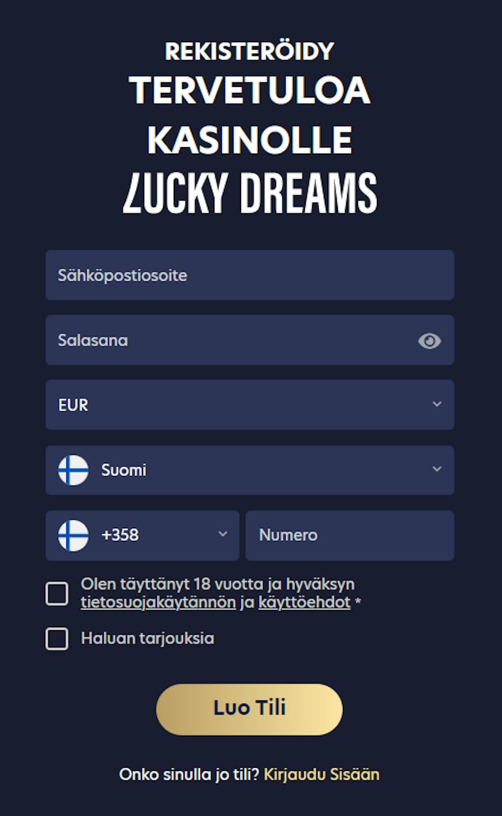 luckydreamsin login