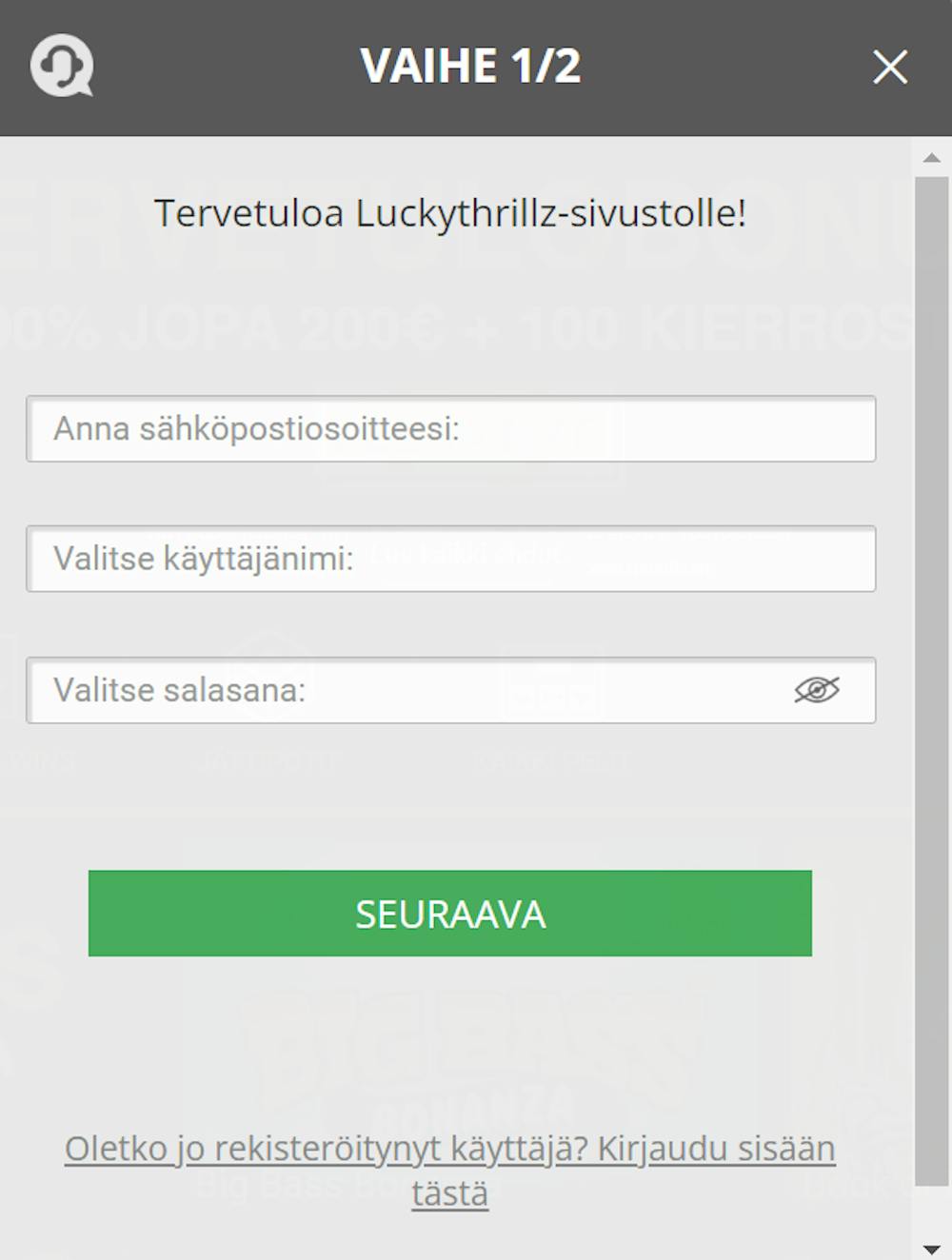 luckythrillzin login