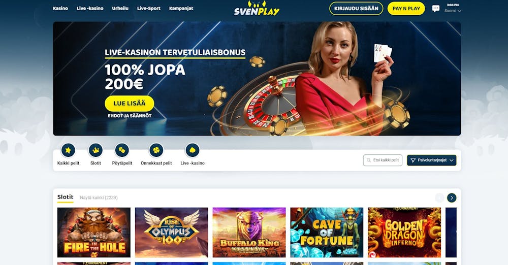 SvenPlay Casinon etusivu