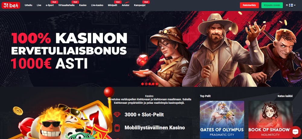 31 Bet nettikasinon tervetuliaisbonus.