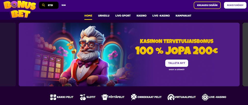 BonusBet kasinon tervetuliaisbonus.