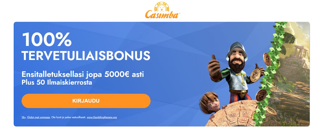 Casimba nettikasinon tervetuliaisbonus.