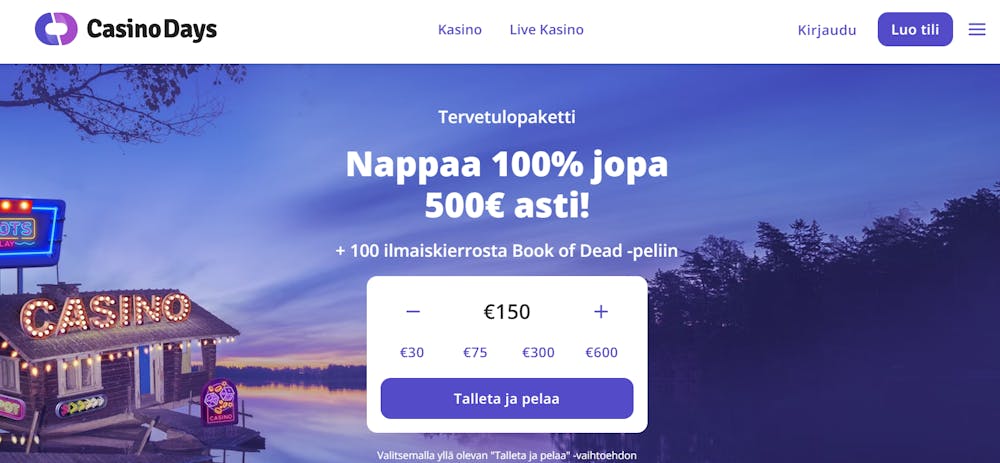 Tervetuliaisbonus Casino Days kasinolla.