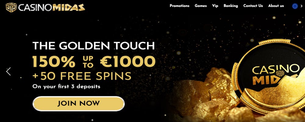 Casino Midas nettikasinon tervetuliaisbonus.