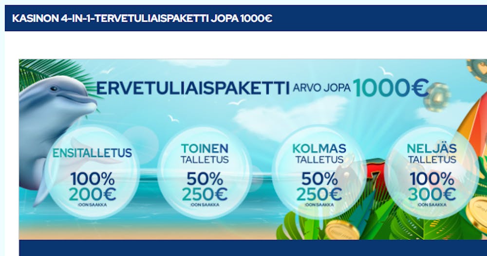 Dolfwin nettikasinon tervetuliaisbonus.