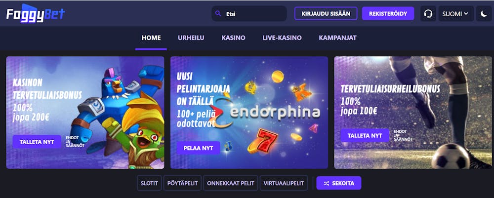 Foggybet nettikasinon tervetuliaisbonus.