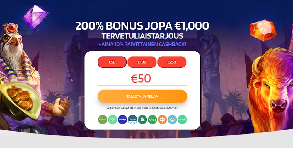 Quickslot kasinon tervetulobonus.