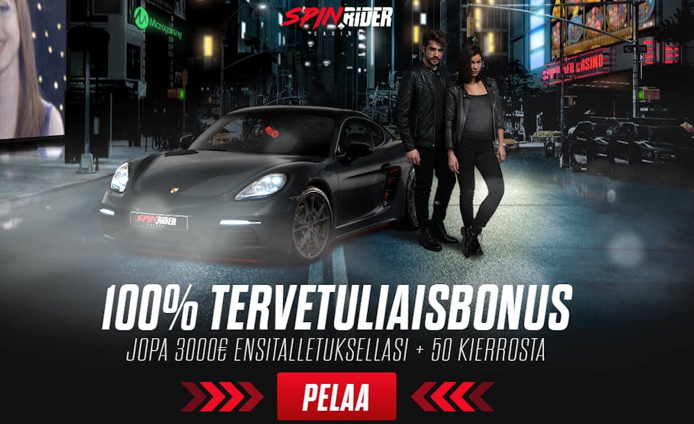 Tervetuliaistarjous Spin Rider kasinolla.