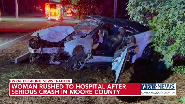 Woman rushed to hospital after serious crash in Moore County