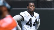 Jacksonville Jaguars linebacker Travon Walker (44) on the field during the organized team activity session Monday, June 3, 2024 at EverBank StadiumÕs Miller Electric Center in Jacksonville, Fla. [Bob Self/Florida Times-Union]