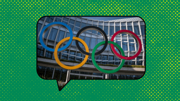 The Olympic rings outside the IOC headquarters in Switzerland.