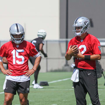 Las Vegas Raiders QBs Aidan O'Connell, and Gardner Minshew