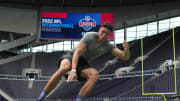 Oct 4, 2022; London, United Kingdom; Tight end Patrick Murtagh (AUS) participates in drills during