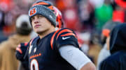 Cincinnati Bengals quarterback Joe Burrow (9) looks at the scoreboard as the Houston Texans move in field goal range in the 4th quarter at Paycor Stadium Sunday, November 12, 2023.The Bengals lost 30-27 to the Houston Texans.