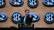 Missouri Head Coach Eliah Drinkwitz addresses the media at the 2023 SEC Football Kickoff Media Days at the Nashville Grand Hyatt on Broadway, Monday, July 17, 2023.