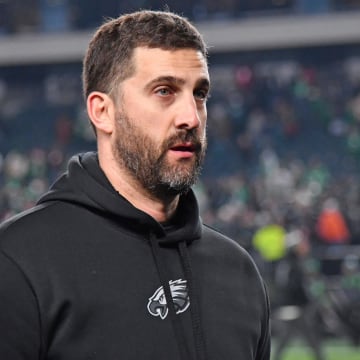 Dec 25, 2023; Philadelphia, Pennsylvania, USA; Philadelphia Eagles head coach Nick Sirianni walks off the field after win against the New York Giants at Lincoln Financial Field. 