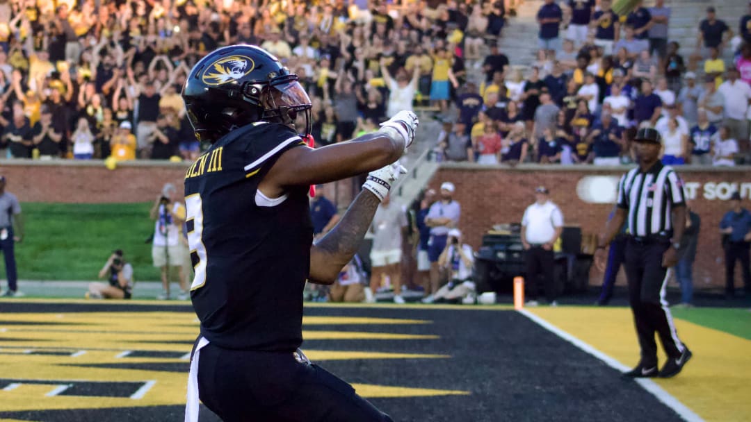 Aug. 29, 2024: WR Luther Burden III celebrates a touchdown against Murray State. 