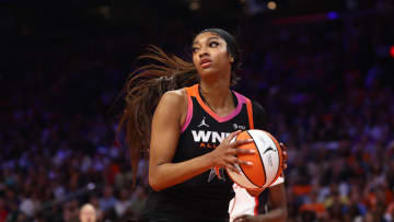 Jul 20, 2024; Phoenix, AZ, USA; Chicago Sky player Angel Reese during the WNBA All Star Game at Footprint Center. Mandatory Credit: Mark J. Rebilas-USA TODAY Sports