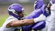 Vikings DT Jerry Tillery at an offseason practice.