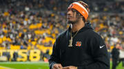 Injured Cincinnati Bengals wide receiver Ja'Marr Chase (1) walks to the locker room at halftime of the NFL 16 game between the Pittsburgh Steelers and the Cincinnati Bengals at Acrisure Stadium in Pittsburgh on Saturday, Dec. 23, 2023. The Steelers led 24-0 at halftime.