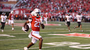 Aug 29, 2024; Salt Lake City, Utah, USA; Utah Utes running back Dijon Stanley (23) runs for a touchdown after a catch against the Southern Utah Thunderbirds during the second quarter at Rice-Eccles Stadium. 