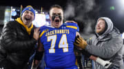 South Dakota State   s Garret Greenfield yells in celebration with friends after the team beats Montana State in the FCS semifinals on Saturday, December 17, 2022, at Dana J. Dykhouse Stadium in Brookings, SD.

Fcs Semifinals 032