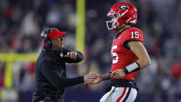 Georgia Bulldogs HC Kirby Smart, QB Carson Beck