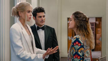 A Family Affair. Nicole Kidman as Brooke Harwood, Zac Efron as Chris Cole, and Joey King as Zara Ford. Cr. Tina Rowden / Netflix © 2023