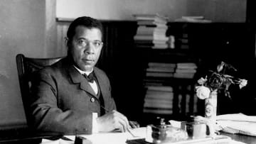 Booker T. Washington at his writing desk, 1894