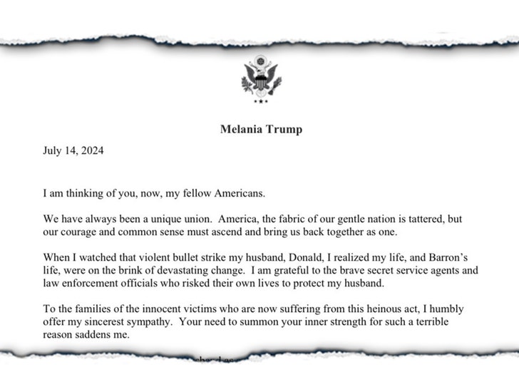 melania trump statement on donald trump rally shooting