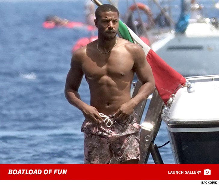 Michael B. Jordan Shirtless On Boat In Italy