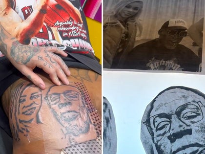 Dennis Rodman Gets Girlfriend's Face Tattooed On Butt, Adds Self Portrait Too