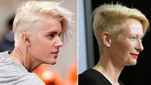 Justin Bieber & Tilda Swinton -- White Hot Hair Twins ... We're Just Sayin'!