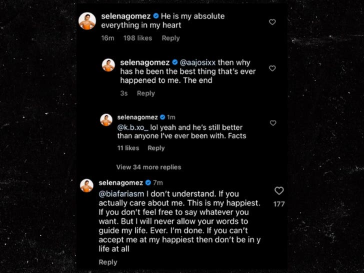 selena gomez comments about benny blanco