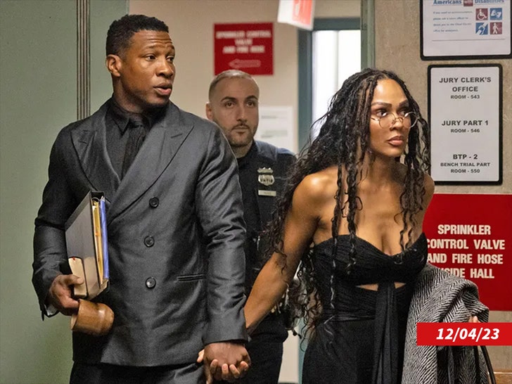 Jonathan Majors arrives with Meagan Good