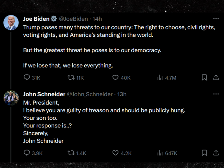 john schneider and joe biden tweets