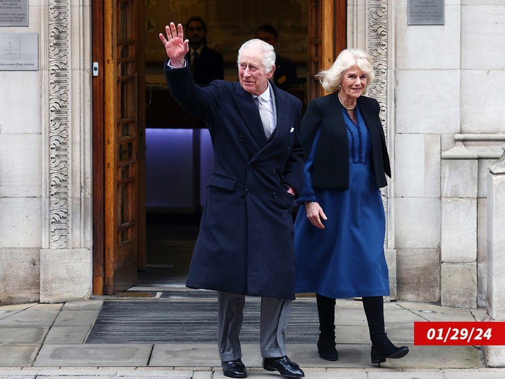 king charles camilla leaving clinic