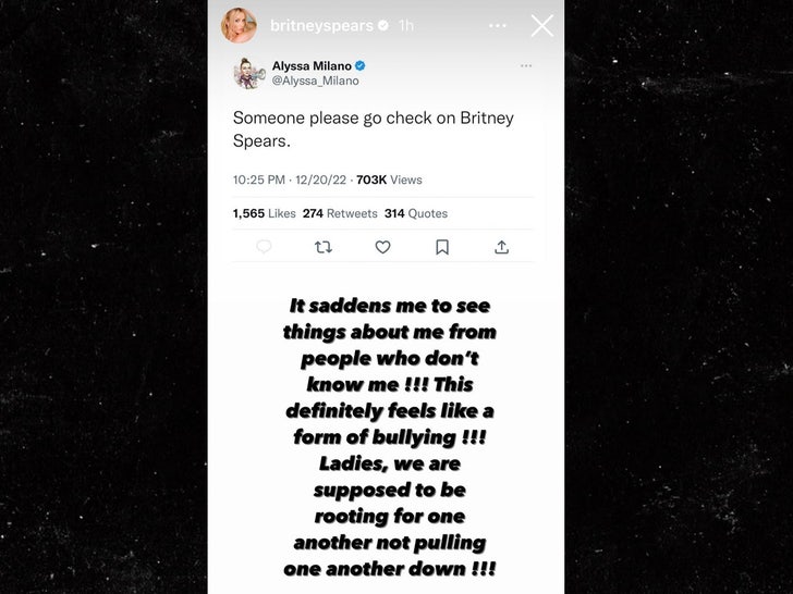 britney spears alyssa milano tweet