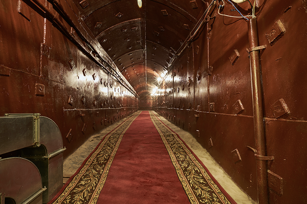 Looking down the hall to the bunker