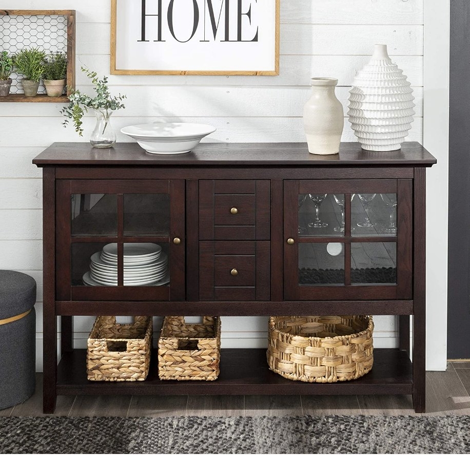 Dark wood buffet cabinet